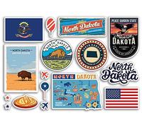 A5 Sticker Sheet North Dakota Landmarks Vinyl Stickers - America States USA American Airport Stamps Skyline Flag Map Travel Holiday Scrapbooking City Luggage #79195