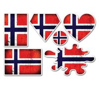 A5 Sticker Sheet Norway Flags Vinyl Stickers - Norwegian Travel Holiday Heart Flag Scrapbook Decoration Label Friend Girls Boys #82252