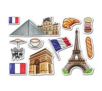 A5 Sticker Sheet Paris Landmarks Vinyl Stickers - France Louvre Watercolour Effect City Map French Flag Travel Holiday Aesthetic #83009