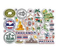 A5 Sticker Sheet Pattaya Landmarks Vinyl Stickers - Thailand Asia Sea Stamps Skyline Flag Travel Holiday Map City Scrapbook Aesthetic #80533