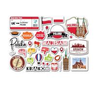 A5 Sticker Sheet Poland Landmarks Vinyl Stickers - Polish Warsaw Krakow Map Flag Travel Holiday Country Language City Scrapbook #83349
