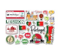 A5 Sticker Sheet Portugal Landmarks Vinyl Stickers - Lisbon Portuguese Map Flag Travel Holiday Country Language City Scrapbook #83345