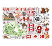 A5 Sticker Sheet Quebec City Landmarks Vinyl Stickers - Canada Canadian Stamps Skyline Flag Travel Holiday Map Scrapbook Aesthetic #80500