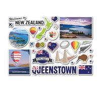 A5 Sticker Sheet Queenstown Landmarks Vinyl Stickers - New Zealand Map Geography Flag Travel Holiday Country City Aesthetic Scrapbook #83299