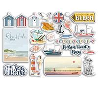 A5 Sticker Sheet Robin Hood's Bay Vinyl Stickers - Beach Seaside British England Coast Sea Ocean Boat Flag Travel Holiday Scrapbook Gift Aesthetic #79084