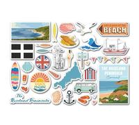A5 Sticker Sheet Roseland Peninsula Vinyl Stickers - Cornwall Surf Beach Seaside British England Sea Flag Travel Holiday Scrapbook #83261