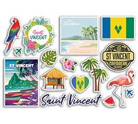 A5 Sticker Sheet Saint Vincent Landmarks Vinyl Stickers - St Caribbean Beach Summer Tropical Coast Flamingo Airport Stamps Skyline Flag Map Travel Holiday Scrapbooking Luggage #79213