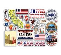 A5 Sticker Sheet San Jose Landmarks Vinyl Stickers - California America USA States Flag Travel Holiday Map City Scrapbook Aesthetic #80545