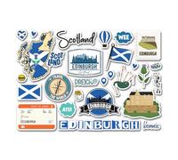 A5 Sticker Sheet Scotland Landmarks Vinyl Stickers - Edinburgh Map Flag Travel Holiday Country Language City Aesthetic Scrapbook #83341