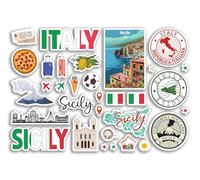 A5 Sticker Sheet Sicily Landmarks Vinyl Stickers - Italy Sicilia Stamps Skyline Flag Map Travel Holiday City Scrapbook Aesthetic #81987