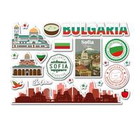 A5 Sticker Sheet Sofia Landmarks Vinyl Stickers - Bulgaria Bulgarian Map Airport Stamps Skyline Flag Travel Holiday City Aesthetic #83006