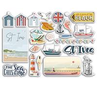 A5 Sticker Sheet St Ives Vinyl Stickers - Beach Seaside British England Coast Sea Ocean Boat Flag Travel Holiday Scrapbook Gift Aesthetic #79076