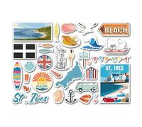 A5 Sticker Sheet St Ives Vinyl Stickers - Cornwall Surf Beach Seaside Waves British England Ocean Sea Flag Travel Holiday Scrapbook #83247
