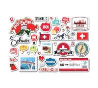 A5 Sticker Sheet Switzerland Landmarks Vinyl Stickers - Zurich Swiss Map Flag Travel Holiday Country Language City Scrapbook #83347