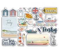 A5 Sticker Sheet Tenby Vinyl Stickers - Beach Seaside British England Coast Sea Ocean Boat Flag Travel Holiday Scrapbook Gift Aesthetic #79078