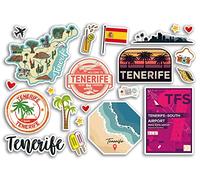 A5 Sticker Sheet Tenerife Landmarks Vinyl Stickers - Spain Spanish Airport Stamps Skyline Flag Map Travel Holiday Scrapbooking City Luggage #79137