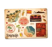 A5 Sticker Sheet Tenerife Vinyl Stickers - Spain Landmarks Retro Vintage Airport Skyline City Flag Travel Holiday Country Aesthetic #82806