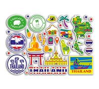 A5 Sticker Sheet Thailand Landmarks Vinyl Stickers - Bright Thai Map Airport Stamp Skyline Flag Travel Holiday Country City Aesthetic #80323