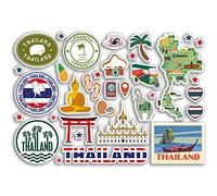 A5 Sticker Sheet Thailand Landmarks Vinyl Stickers - Thai Phuket Map Airport Stamp Skyline Flag Travel Holiday Country City Aesthetic #80319