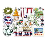 A5 Sticker Sheet Thailand Vinyl Stickers - Asia Thai Country Landmarks Holiday Stamp Summer Map Flag Travel City Luggage Scrapbooking #79020