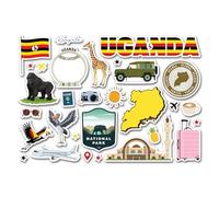 A5 Sticker Sheet Uganda Vinyl Stickers - Safari Flag Map City Landmarks Travel Holiday Journal Memory Book Scrapbook #84120