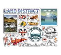 A5 Sticker Sheet Ullswater Vinyl Stickers - Lake District Cumbria Stamp Mountains Skyline Flag Travel Holiday GB UK England Scrapbook #81073