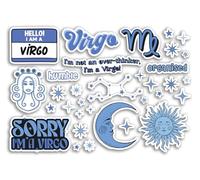 A5 Sticker Sheet Virgo Vinyl Stickers - Blue Zodiac Star Sign Horoscope Traits Stars Groovy Astrology Girls Women Aesthetic #81859