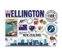 A5 Sticker Sheet Wellington Landmarks Vinyl Stickers - New Zealand Map Geography Flag Travel Holiday Country City Aesthetic Scrapbook #83298