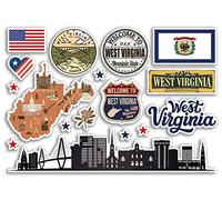 A5 Sticker Sheet West Virginia Landmarks Vinyl Stickers - America States USA American Airport Stamps Skyline Flag Map Travel Holiday Scrapbooking City Luggage #79191