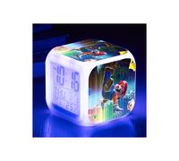 (A5) Super Mario Bro Digital Alarm Clock 7-color Changing Night Light Bedside Clock Home Decorations