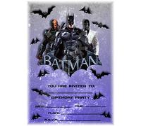A5 Superhero Kids Childrens Party Invitations X 12 - Batman Grey Grunge INVITES (with Envelopes)