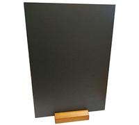 A5 Table Top Chalkboard with Wooden Plinth Stand - Rectangular Chalk Boards for Menus Specials & Cafes - Easy Wipe Clean Double Sided Blackboard Sign - for Liquid & Normal Chalk