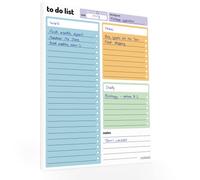 A5 To Do List Pad - 52 sheet Daily Checklist planner - 3 section undated desk organiser by Noted - 21x15cm - for work, study revision and home planning - colourful 100gsm