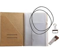 A5 Travelers Notebook Accessories Kit - Kraft File Folder, Zipper Case, Pen Holder, Binder Clip and 2 Elastic Bands