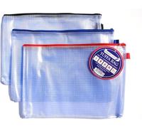 A5 Tuff Bag Zip Wallet Clear Plastic Wallets Zipped Pouch File Pencil Case Folder Water Resistant Reinforced Heavy Duty Mesh Bags (Fits A5-3 Pack)