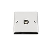 A5 TVS1GCCBL 1 Gang Classic Chrome Polished TV Coaxial Aerial Single Socket with Black Insert