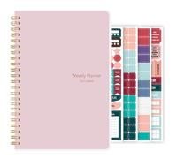 A5 Weekly Planner Notebook, Undated To Do List Notebook Diary, weeks of Daily Planner tracking for Daily life, Work, Students (Pink)