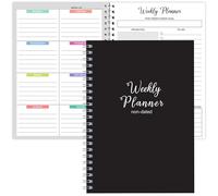 A5 Weekly Planner - Undated To Do List Notebook 52 Pages Planner and Organisers with Habit Tracker,Notes For Work,Student.BLACK
