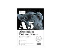 A5 White Aluminium Picture Frame Ultra Thin Edge Minimalistic Modern Design Wall Mountable and Freestanding Standard A5 Photograph, Poster, Print Size A5-14.8 x 210cm - 5.8 x 8.3 Inch