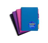 A5 Wirebound Project Notebook with 3 Moveable Internal Dividers - 100 Sheets = 200 Pages - Ruled - Size 210 mm x 148 mm - Available in Pink, Blue, Black, Purple by Tiger