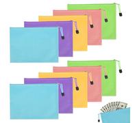 A5 Zip Wallets 10 Pcs Money Bags A5 Document Wallet Waterproof Zip Pouch Multicolor Zipper Bags for Household Business School (24 x 18 cm)