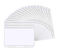 A5 Zipper Binder Pockets,20 PCS Plastic Zipper Budget Binder Pockets Cash Envelope 6 Holes Waterproof Zipper Bags for Budget Binders Documents and Cards Budget Binders and Cash Organization