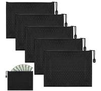 A5 Zipper File Bags 5-Pack, Waterproof Oxford Cloth Document Wallet Pouch for Office, School, Cash, Cosmetics, Stationery - Travel Document Folder