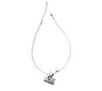 A53 Red Stag Head Pewter Pendant on Pink Cord Necklace