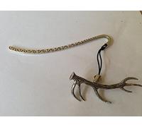 A58 Red Stag Antler Pattern bookmark with cord 3D English pewter charm made in sheffield by Prideindetails
