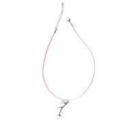 A58 Red Stag Antler Pewter Pendant on Pink Cord Necklace