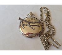 A58 Red Stag Antler polished silver case mens GIFT quartz pocket watch fob made in sheffield