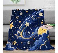 A5G2K7R9S Starry night microfiber throw blanket sofa fleece feel home decor | 70×80inchplush microfiber comfort soft touch cozy warmth lightweight bedding sofa lounge star print dreamy design bedroom