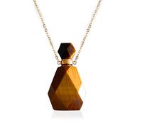 A5GOLD Crystal Necklace, Aromatherapy Bottle Necklace - Natural Stone Essential Oil Diffuser Gemstone S-J-X2L (Wooden Bottle)