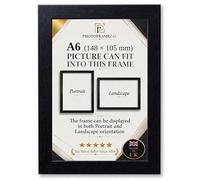 A6(14.8x10.5) cm Black Picture Frame for Wall & Table Display | Wood Effect Photo Frame with Clear Plexiglass | Portrait or Landscape Hanging Frame for Photos, Prints, Certificates & Home Décor